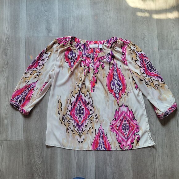 Chicos Womens Size 2 Multicolor Abstract Print Button-Front Blouse Large - Picture 7 of 8